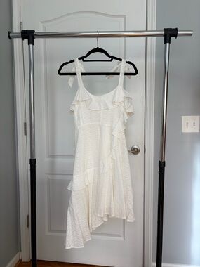 White Asymmetric Ruffle Sundress